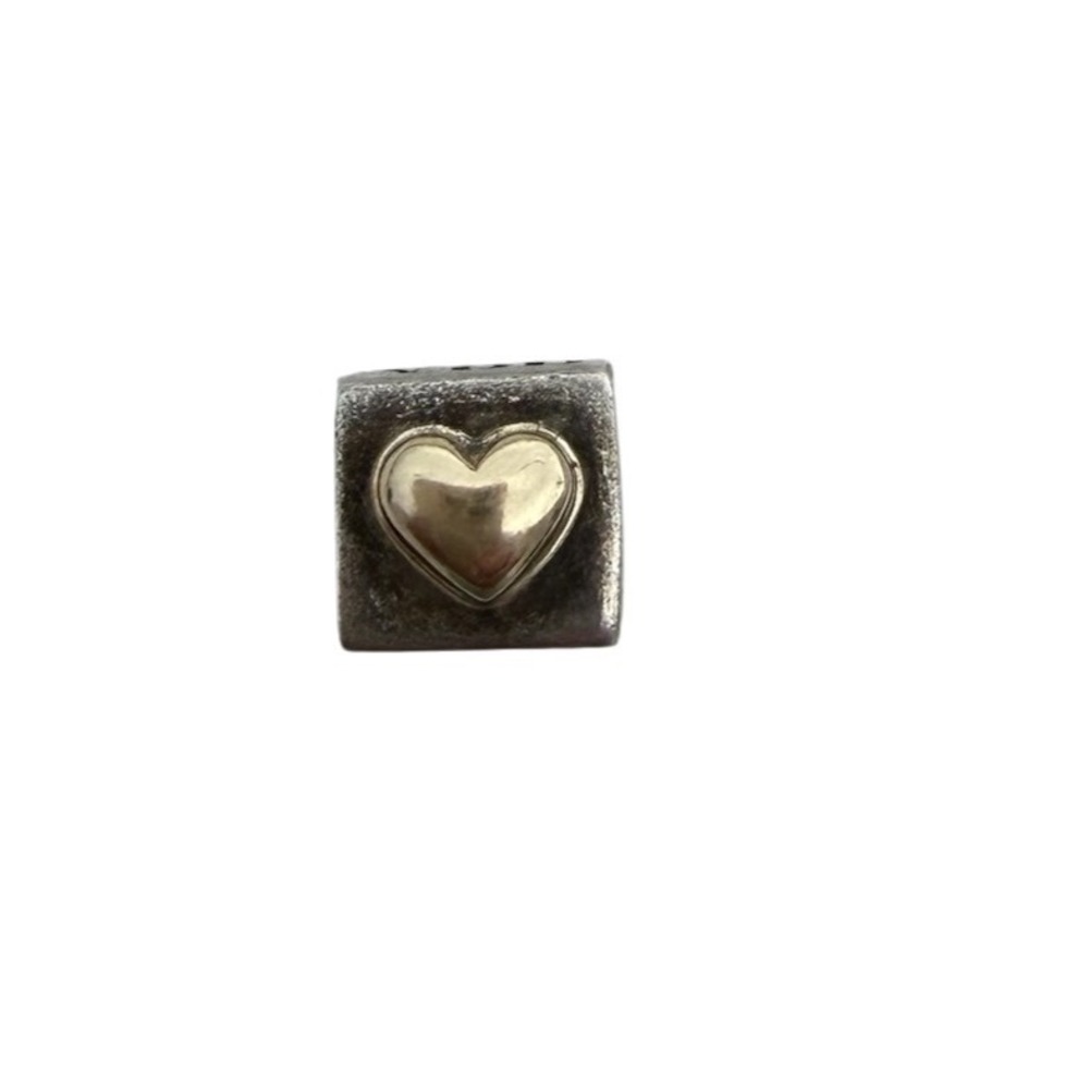 Pandora Charm Women OS Silver I Love You Heart Cube 14k Gold 790200